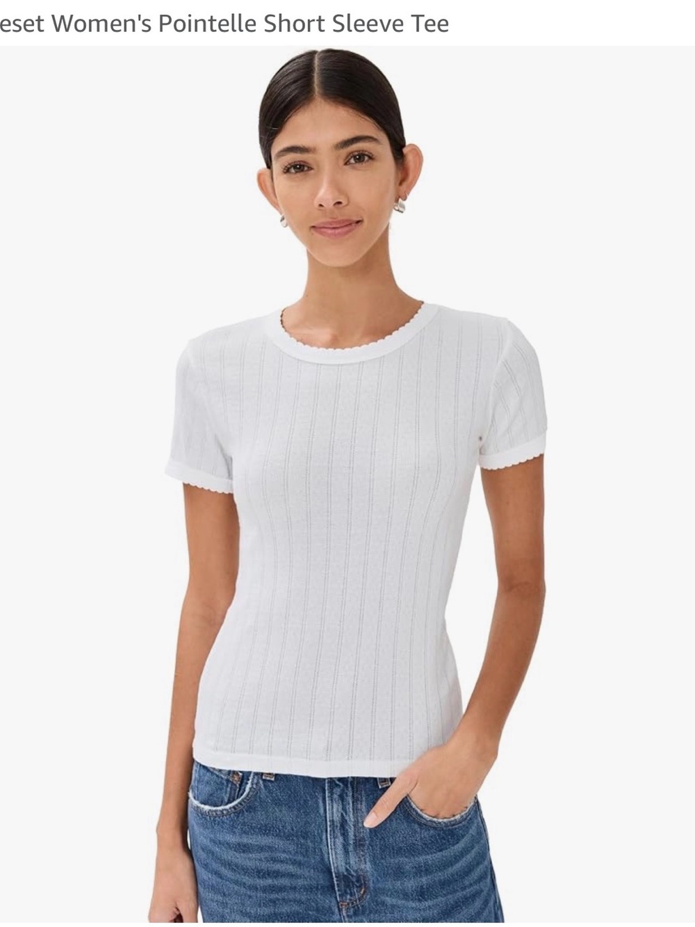LESET Women's Pointelle Short Sleeve Tee